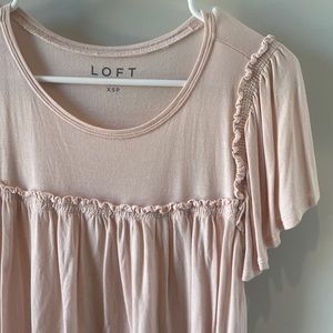 LOFT XS Petite Pink Babydoll Flowy Top Soft